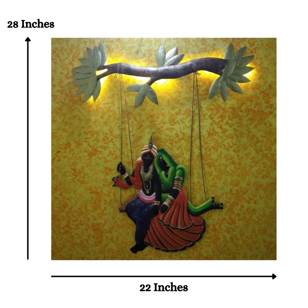 Metallic Wall Art Radha Krishna Jhoola (22 x 28 Inches)