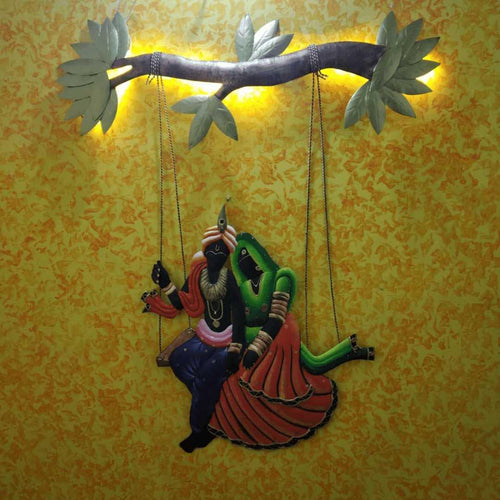 Metallic Wall Art Radha Krishna Jhoola (22 x 28 Inches)