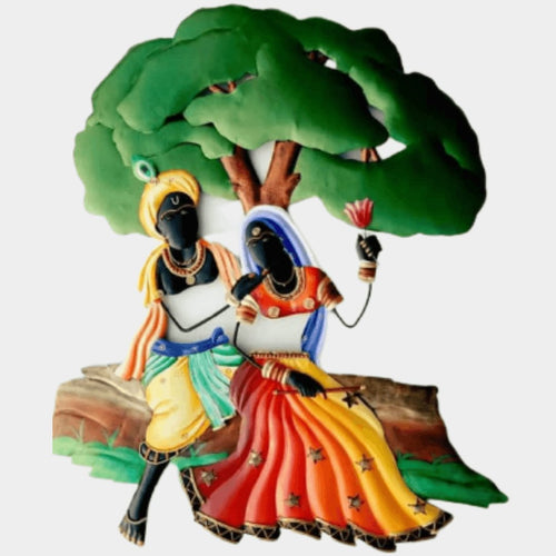 Metallic Wall Art Radha Krishna Leela (26 x 20 Inches)