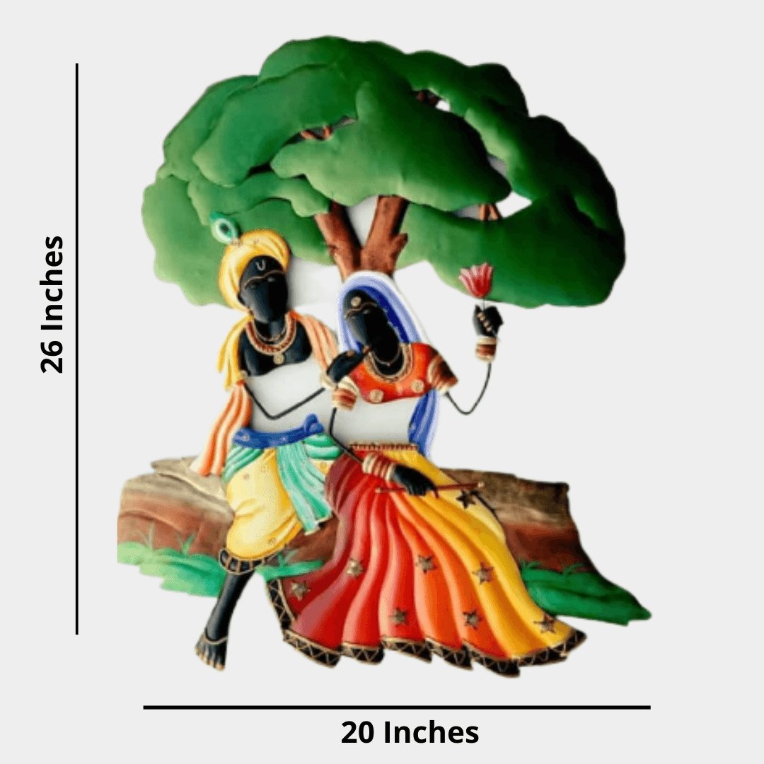 Metallic Wall Art Radha Krishna Leela (26 x 20 Inches)