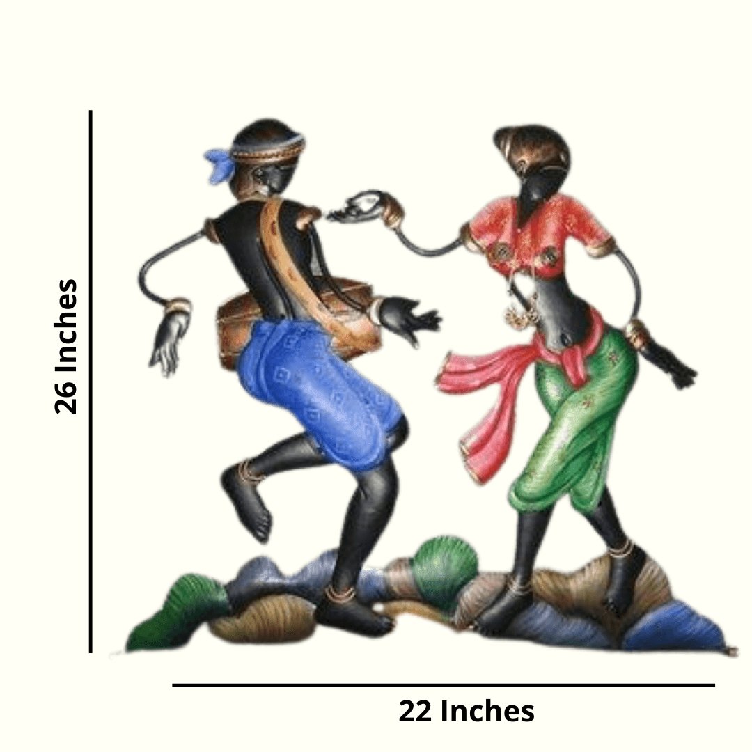 Metallic Wall Art Tribal Dance couple (26 * 22 Inches)