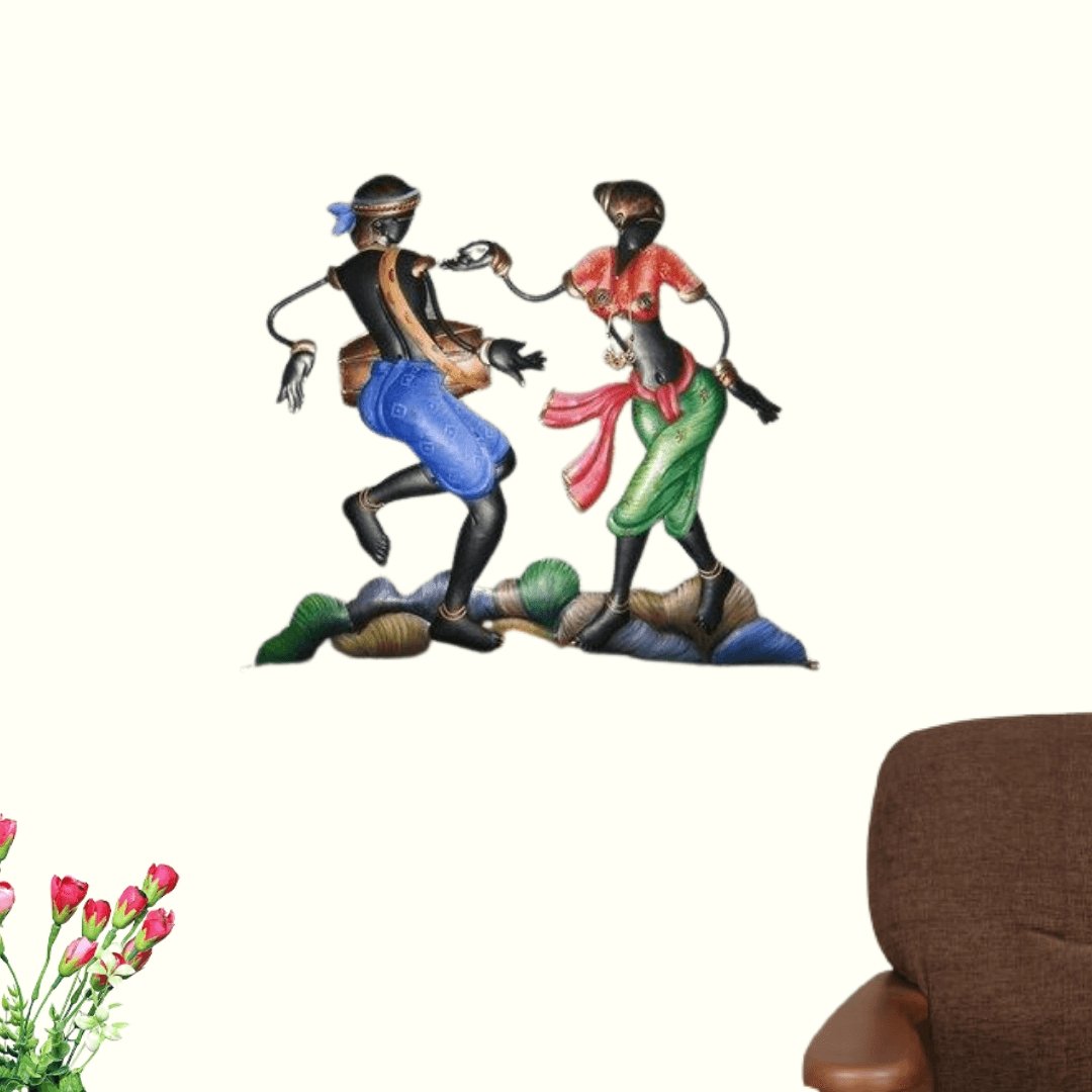 Metallic Wall Art Tribal Dance couple (26 * 22 Inches)