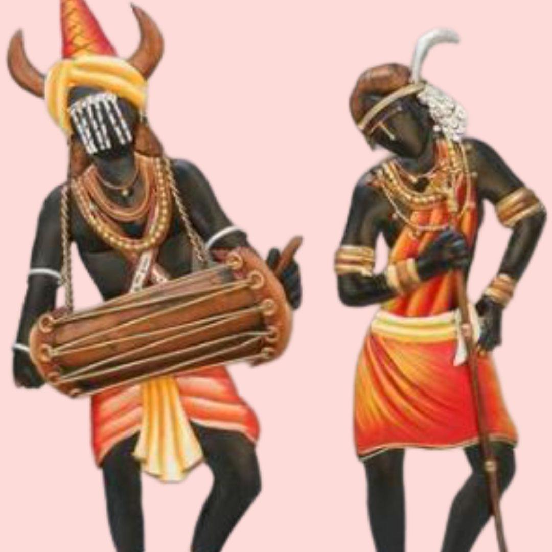 Metallic Wall Art Tribal dancers (10 * 10 Inches)