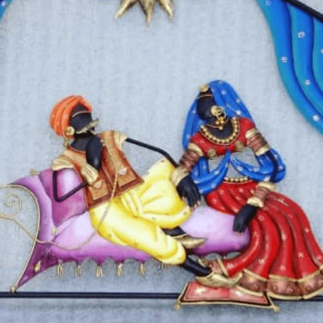 Metallic Wall Art Village Life - Baithak (26 * 18 Inches)
