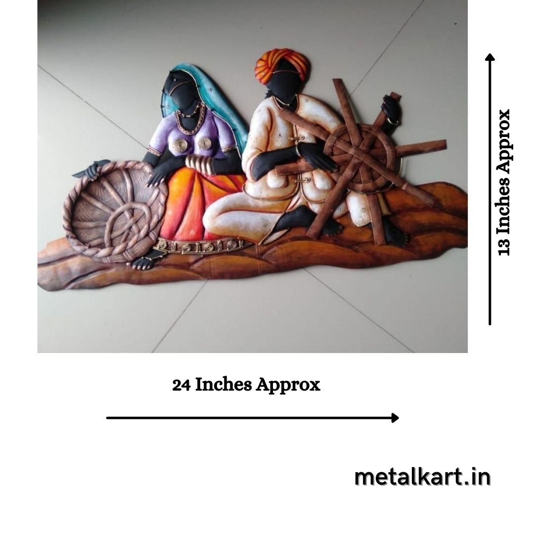 Metallic Wall Art Village Life - Handicrafts (24 * 13 Inches)