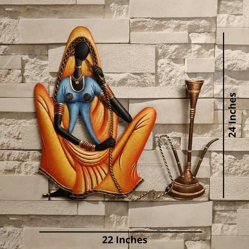 Metallic Wall Art Village life - Hukka (24 * 22 Inches)
