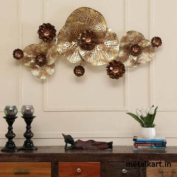 Metallic Warm colored Multi flower Design (45 x 21.5 Inches)