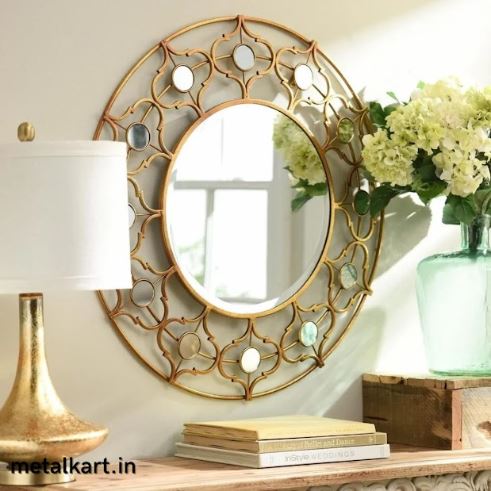 Metallic Waterlily Wall Mirror (30 x 30 Inches)