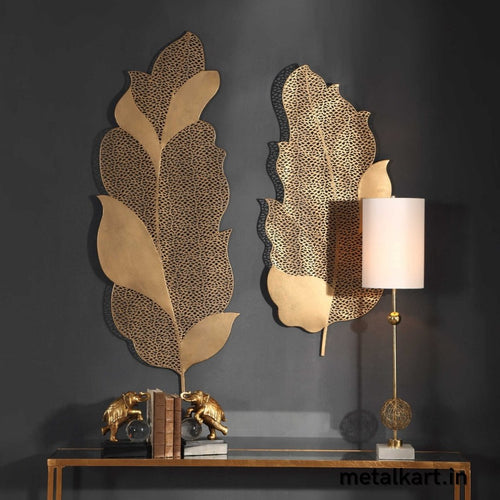 Metallic Zaleedar Two leaves wall art (36", 30")