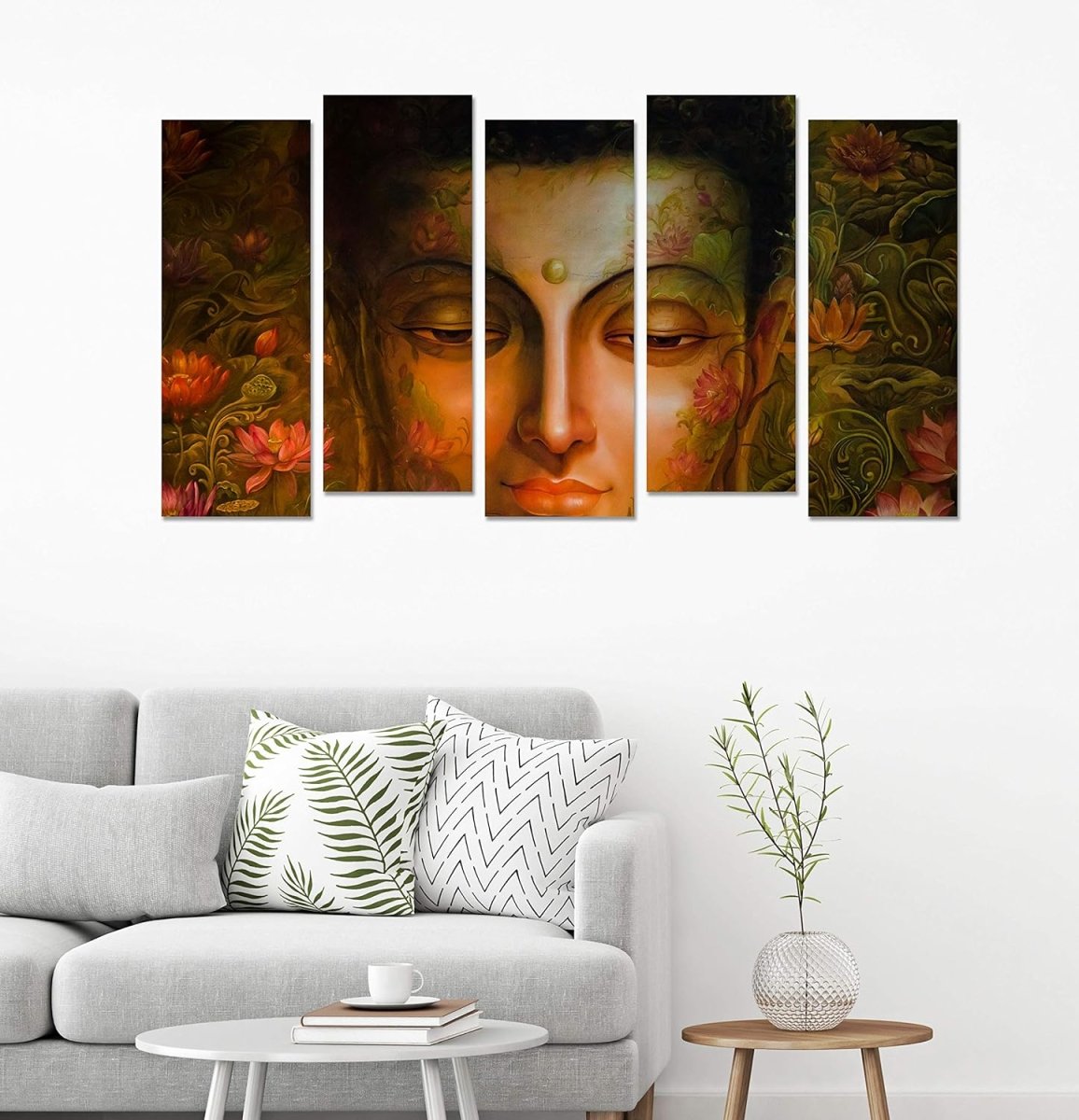 Metlakart Special Starlit Serenity: The Buddha in Five Elements Wall Painting (Set of 5)