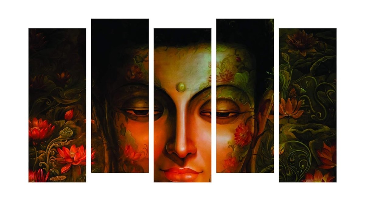 Metlakart Special Starlit Serenity: The Buddha in Five Elements Wall Painting (Set of 5)