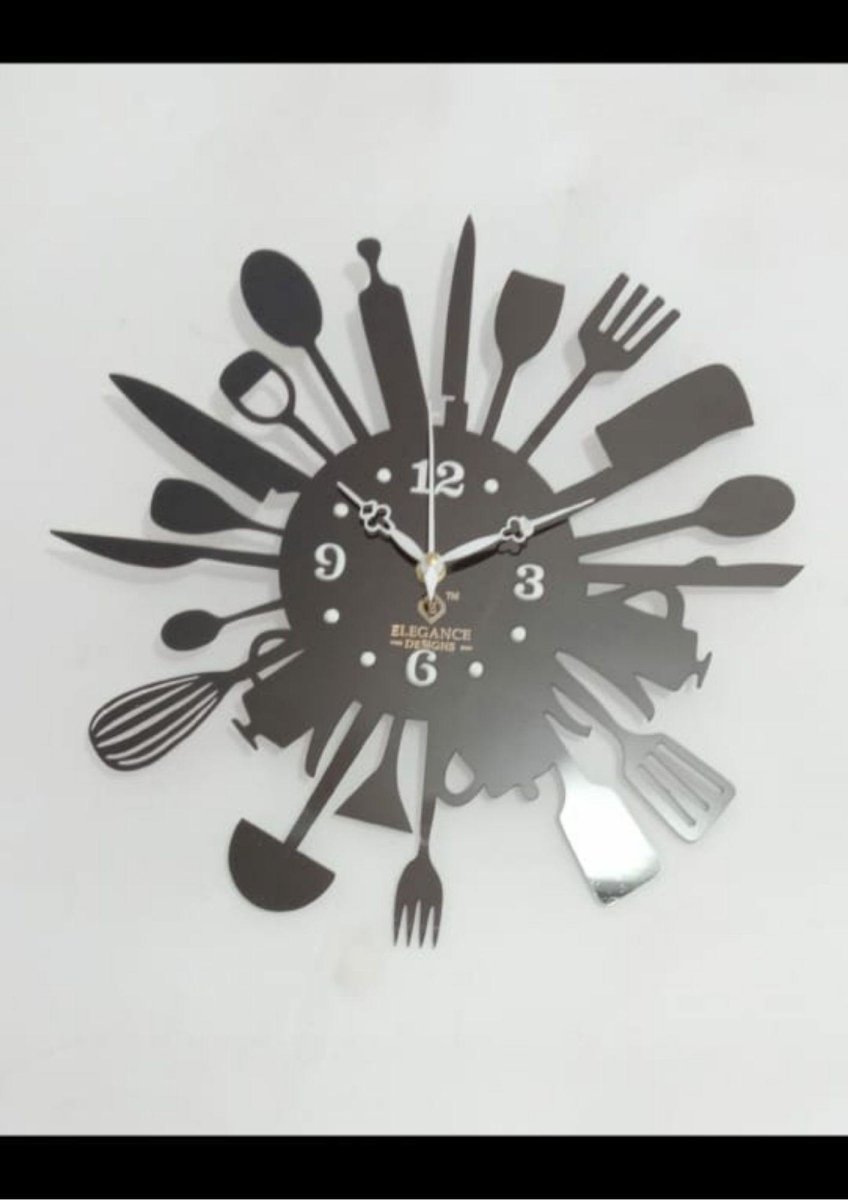Mettalic Dining Wall Clock (15 x 15 Inches)