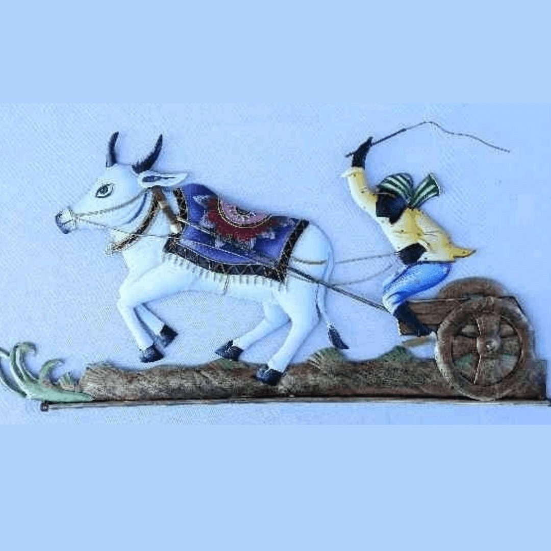 Mettalic Wall Art Bull Race (24 * 20 Inches)