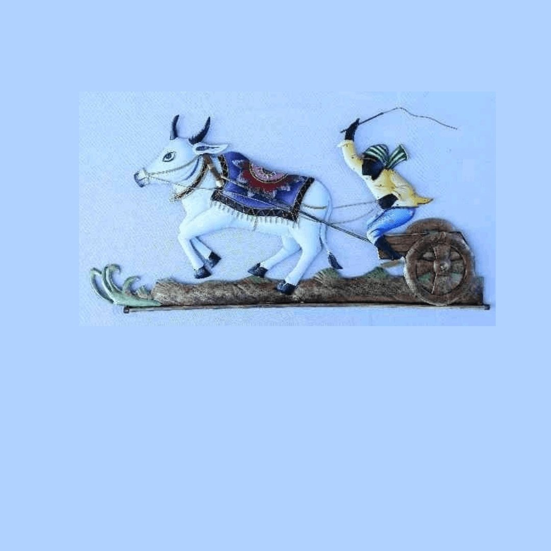 Mettalic Wall Art Bull Race (24 * 20 Inches)