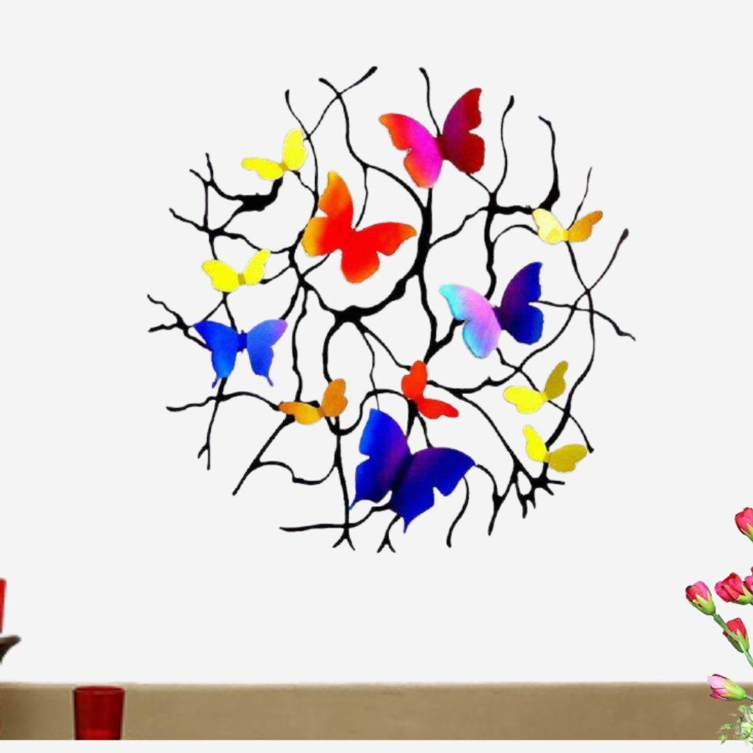 Mettalic Wall Art Butterfly Garden (22 * 22 Inches)