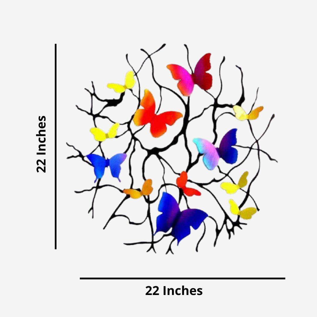 Mettalic Wall Art Butterfly Garden (22 * 22 Inches)