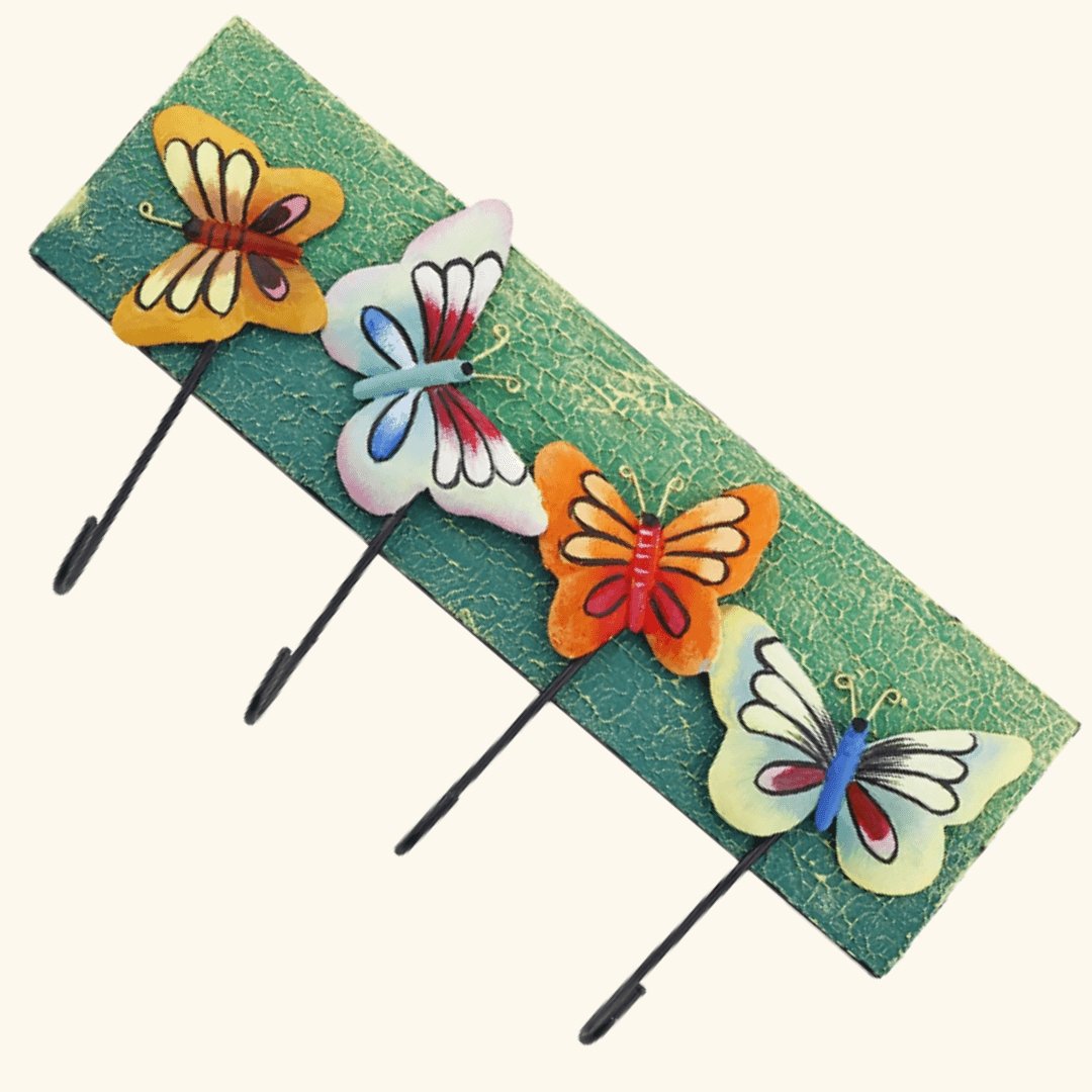 Mettalic Wall Art Butterfly Key Holder (10 * 6 Inches)