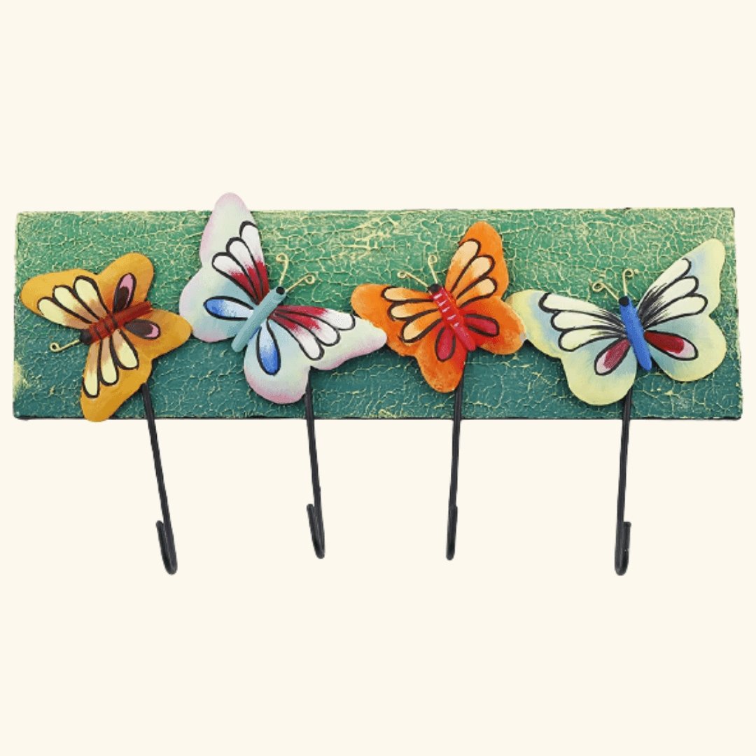 Mettalic Wall Art Butterfly Key Holder (10 * 6 Inches)