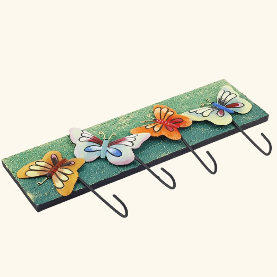 Mettalic Wall Art Butterfly Key Holder (10 * 6 Inches)