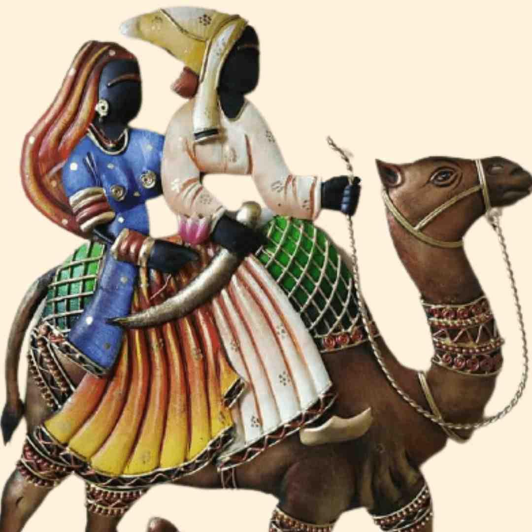Mettalic Wall Art Camel Ride to Home (24 * 22 Inches)