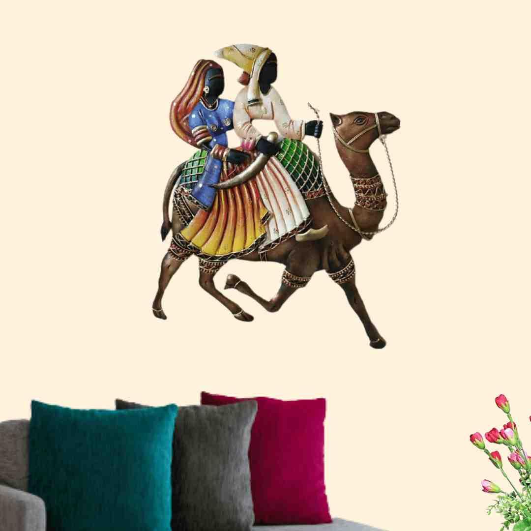 Mettalic Wall Art Camel Ride to Home (24 * 22 Inches)