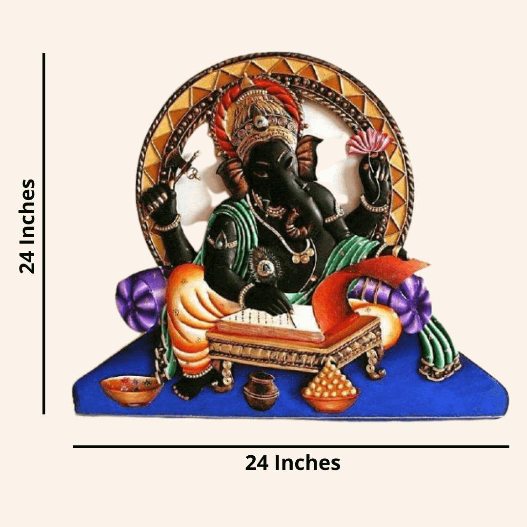 Mettalic Wall Art Ganesh Rachana (24 * 24 Inches)