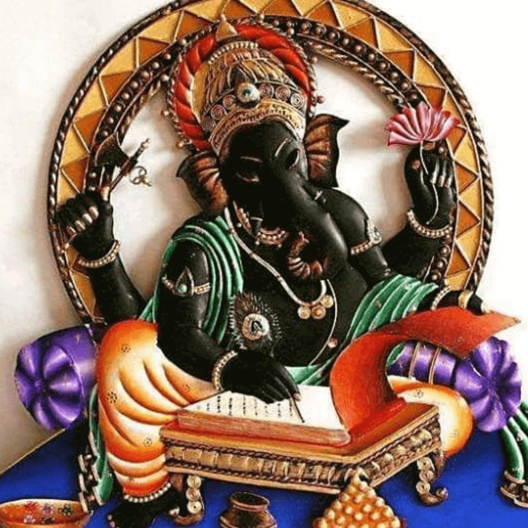 Mettalic Wall Art Ganesh Rachana (24 * 24 Inches)