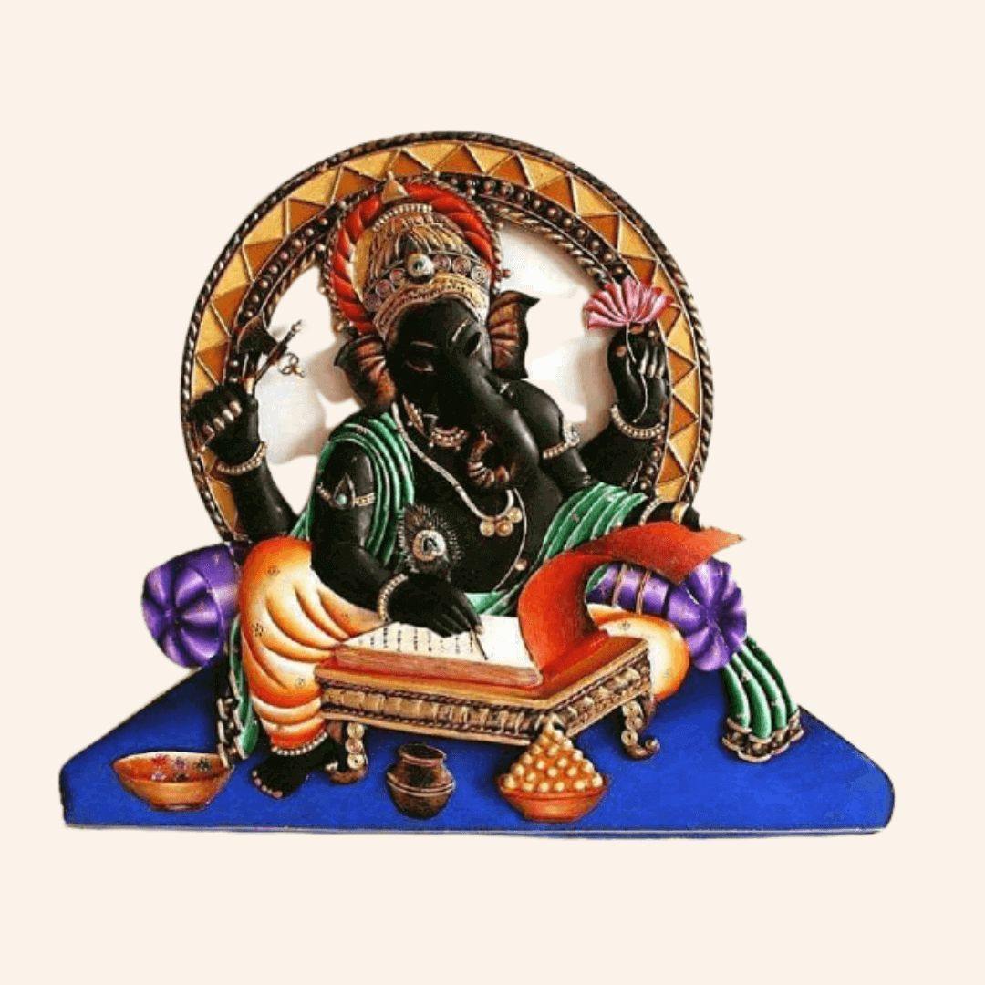 Mettalic Wall Art Ganesh Rachana (24 * 24 Inches)