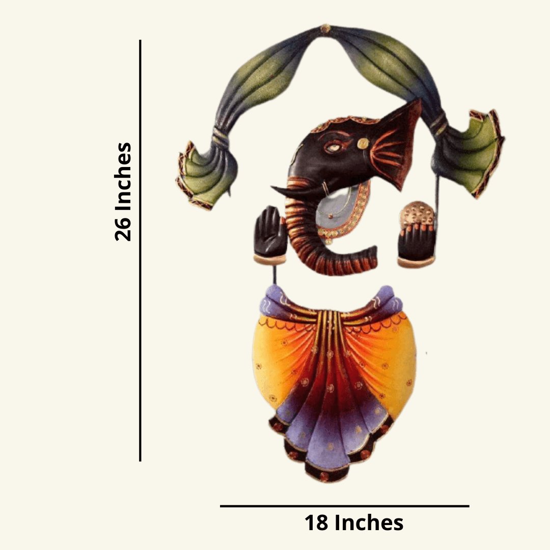 Mettalic Wall Art Ganesh Sthan (26 *18 Inches)