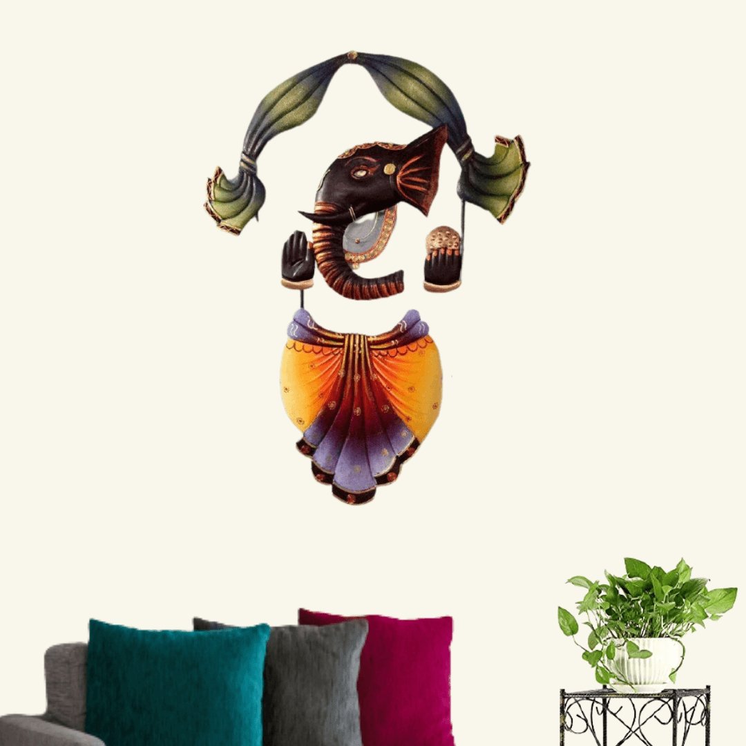 Mettalic Wall Art Ganesh Sthan (26 *18 Inches)