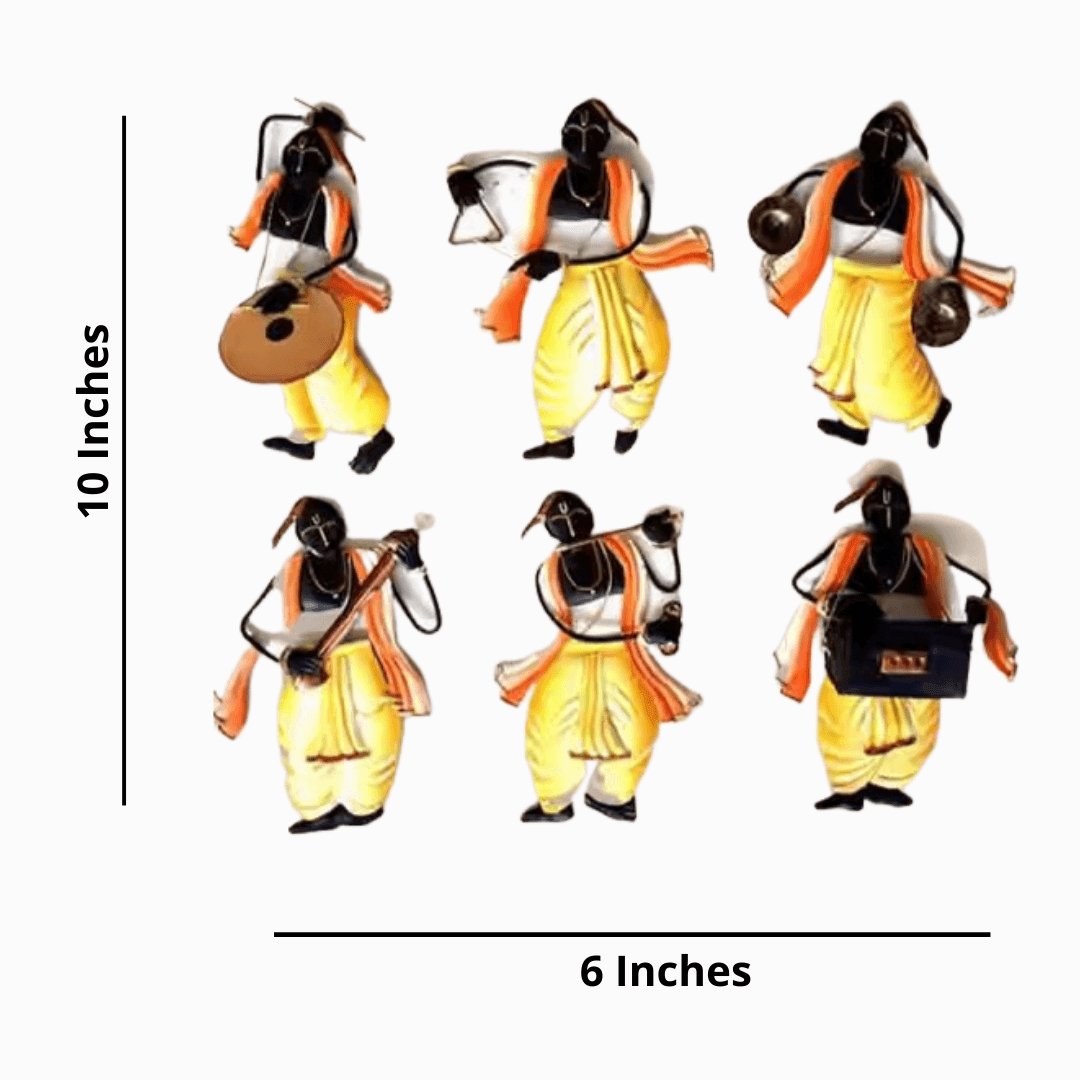 Mettalic Wall Art Indian Band of Musicians (10 * 6 Inches)