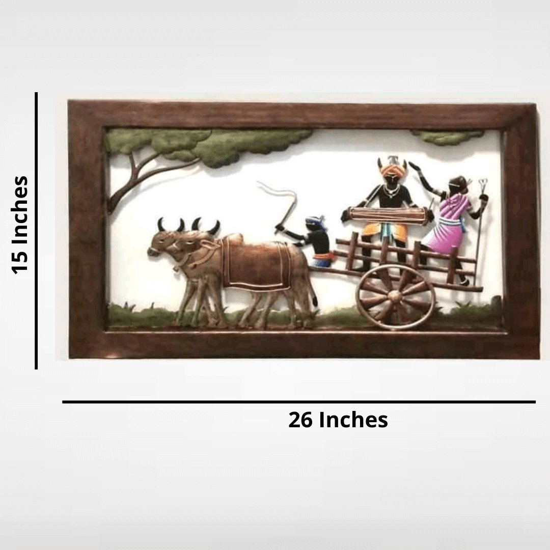Mettalic Wall Art Joyous Village life (26 * 15 Inches)