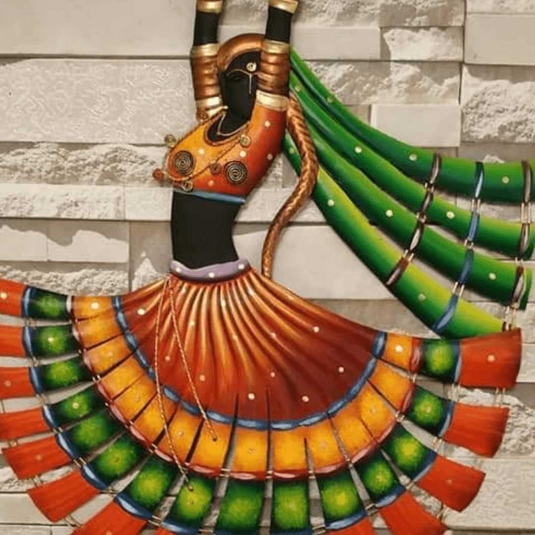 Mettalic Wall Art Kalbeliya (22 * 20 Inches)