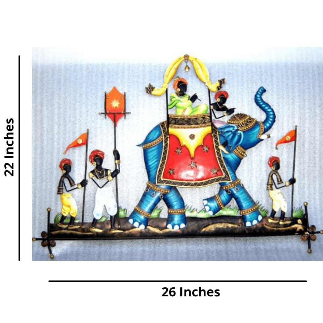 Mettalic Wall Art Maharaj Aagaman (26 * 22 Inches)