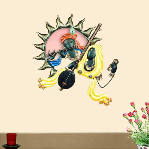 Mettalic Wall Art Meera ke Krishna (24 * 24 Inches)