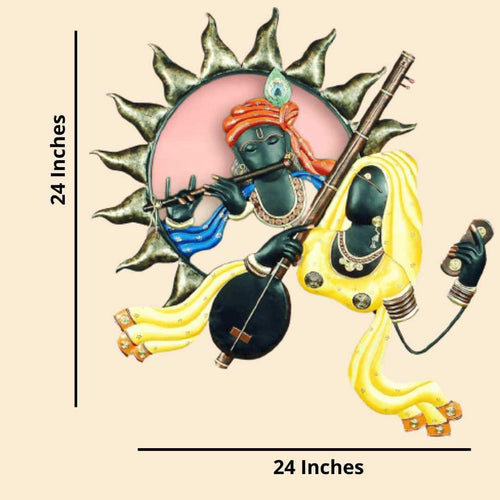 Mettalic Wall Art Meera ke Krishna (24 * 24 Inches)