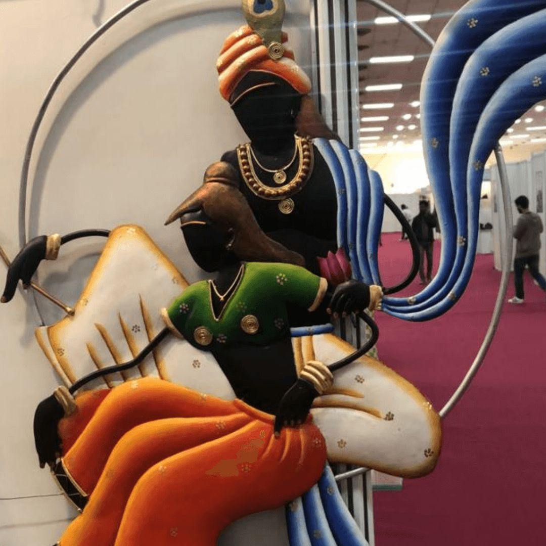 Mettalic Wall Art Radha krishna Chintan (30 * 24 Inches)