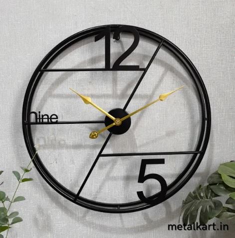 Minimalistic Elegance Double ring Black Wall Clock (Dia 24 Inches)
