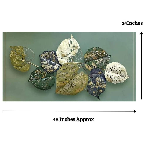 Multicolor Artistic leaves Premium Wall Art (48 x 24 Inches)