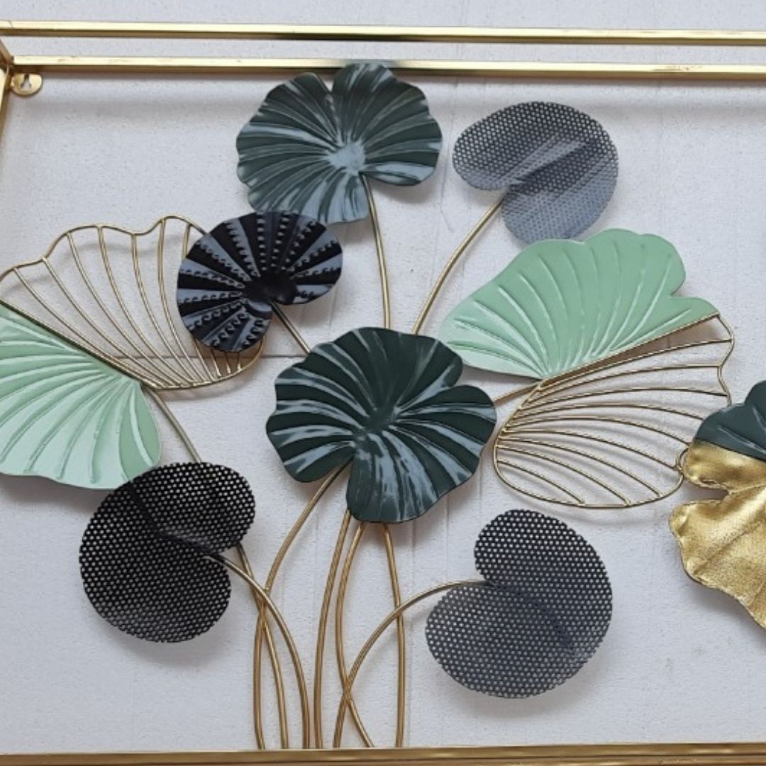 Multicolor Framed with Leaves Metal Wall Art (48 x 24 Inches)