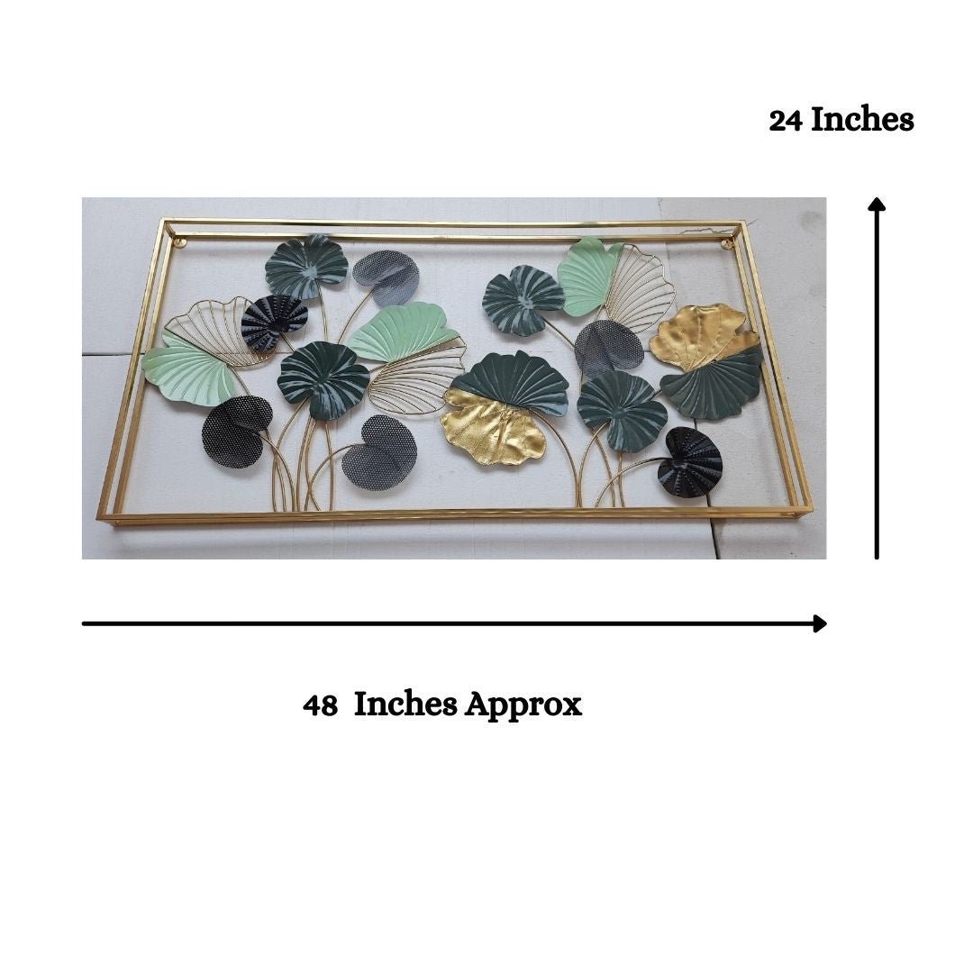 Multicolor Framed with Leaves Metal Wall Art (48 x 24 Inches)