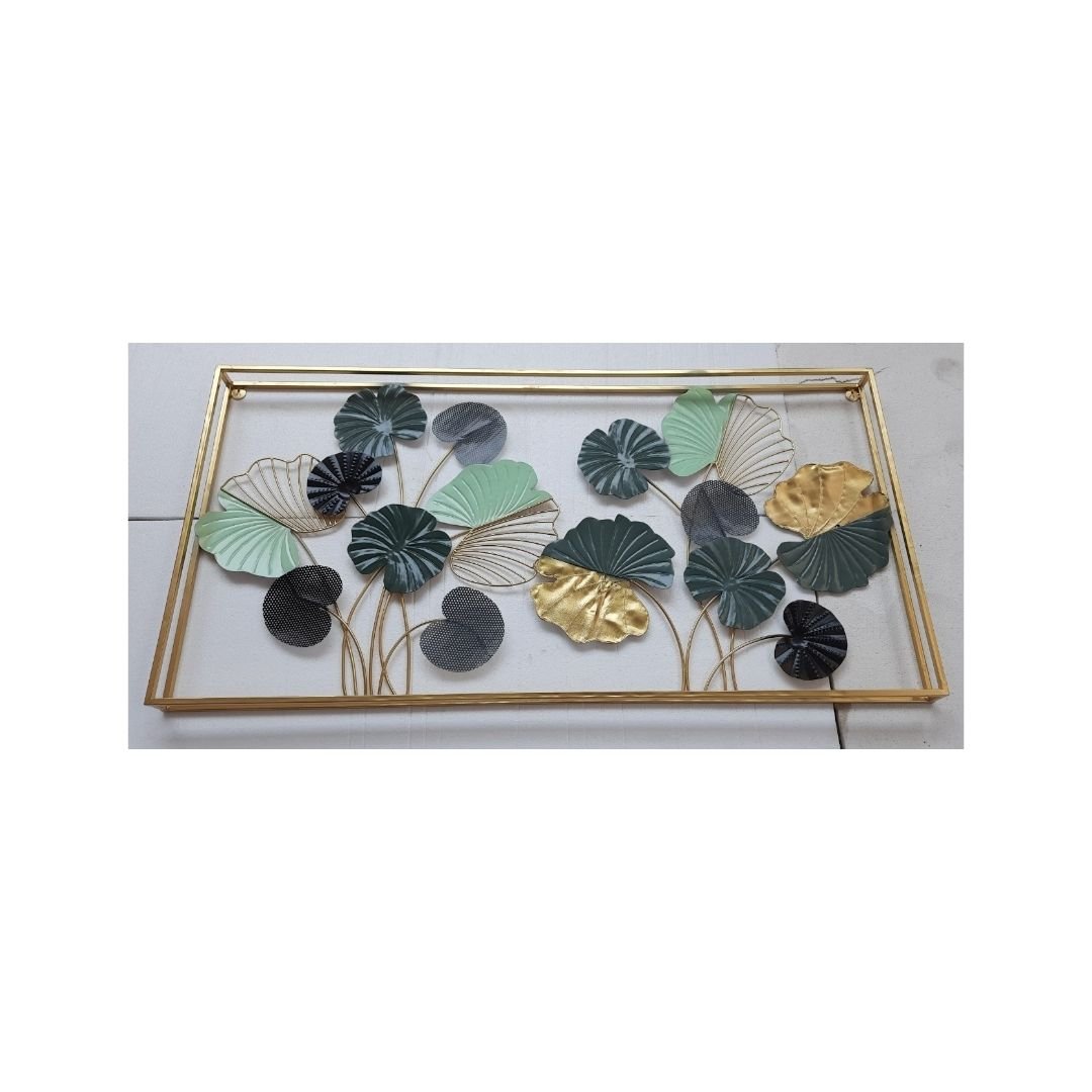 Multicolor Framed with Leaves Metal Wall Art (48 x 24 Inches)