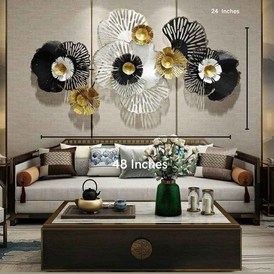 Multicolor metallic wall leaf art for home (48 x 24 Inches)