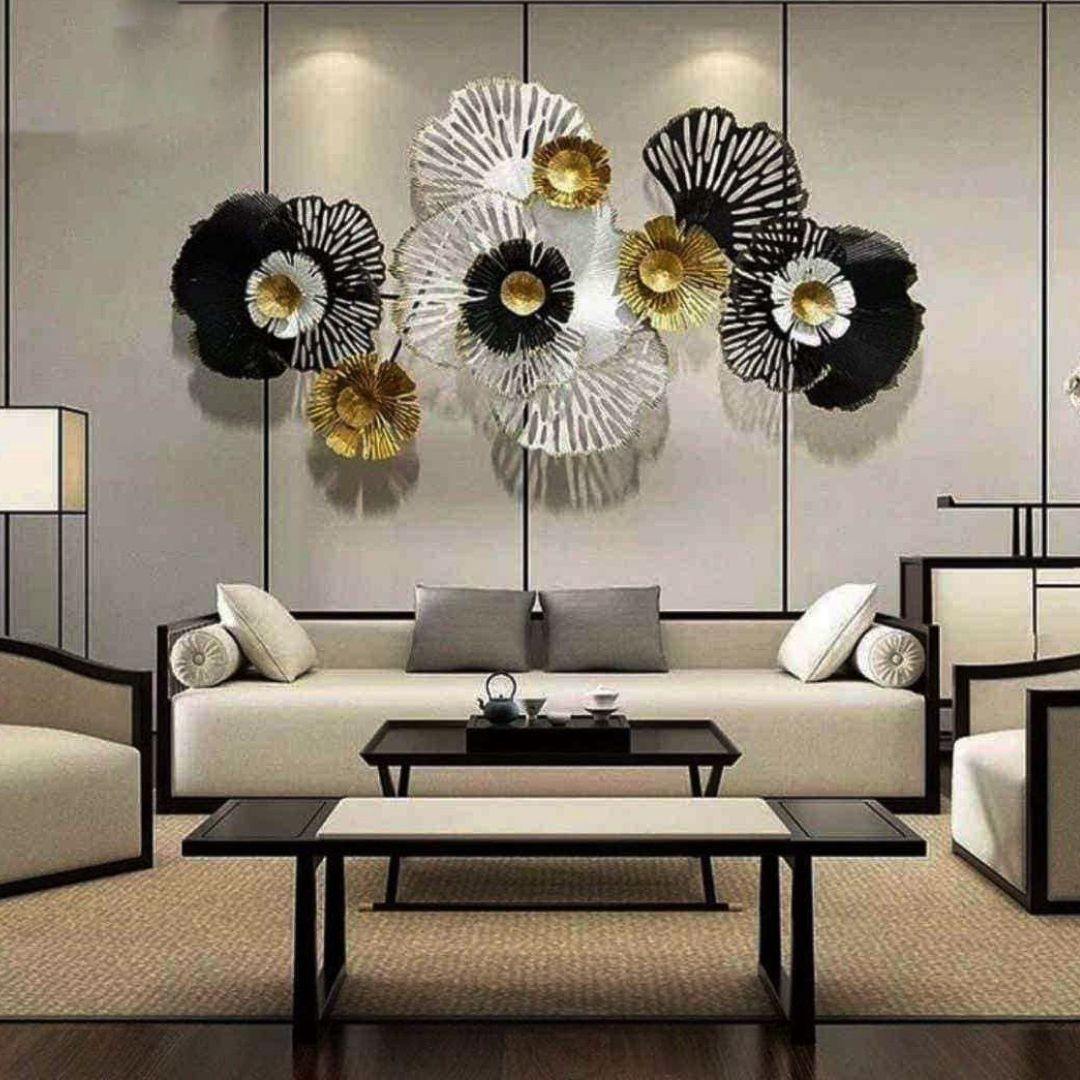 Multicolor metallic wall leaf art for home (52 x 28 Inches)