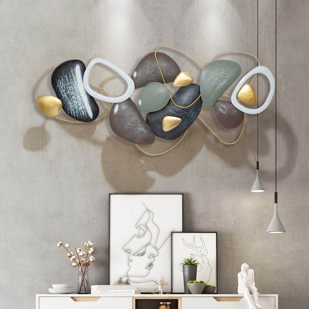 Multicolor Pile of Stones Metal wall Art (48 x 24 Inches)