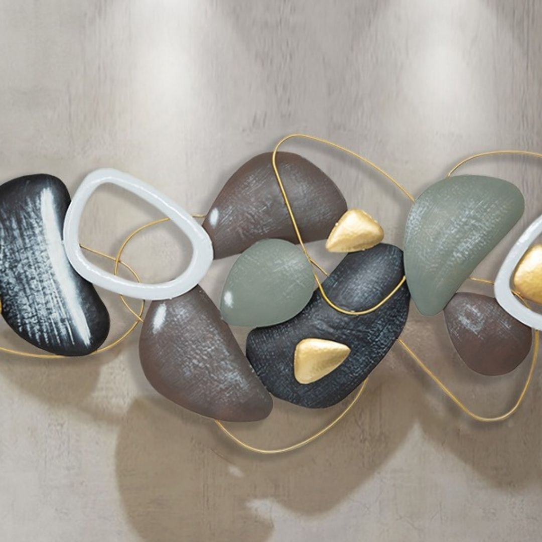 Multicolor Pile of Stones Metal wall Art (48 x 24 Inches)