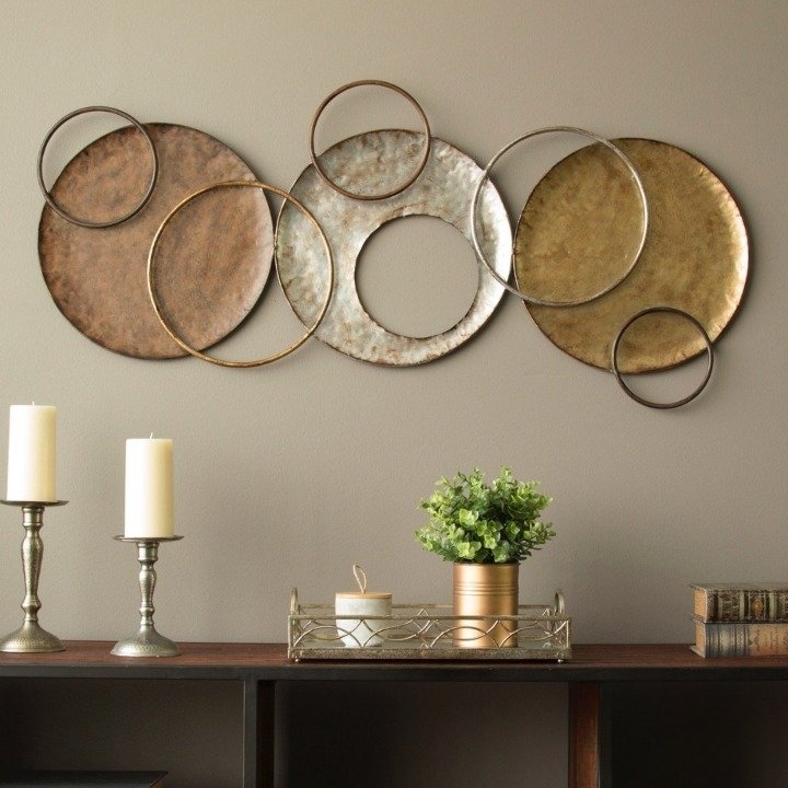 Multiple circle antique look wall hanging art (47 x 20 Inches)