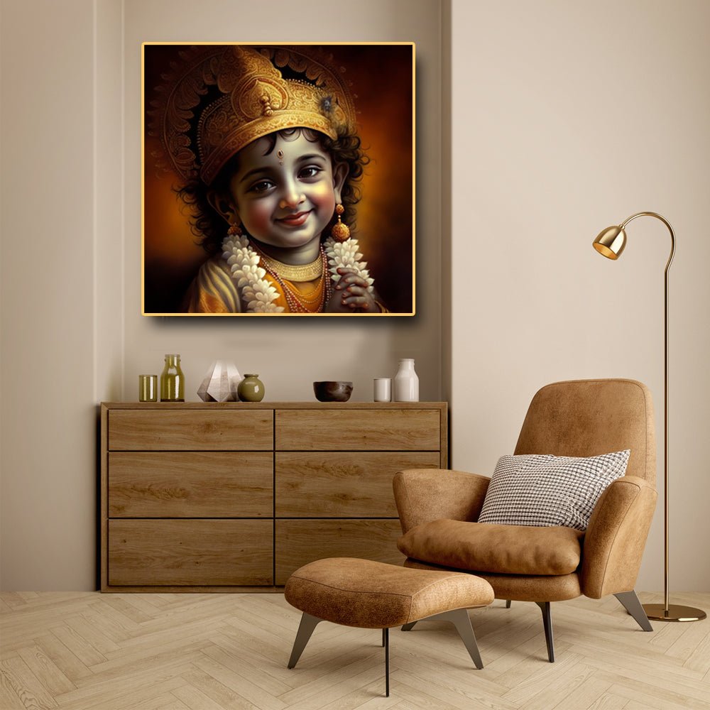 Natkhat Balkrishna Canvas Wall Painting (36 x 36 Inches)