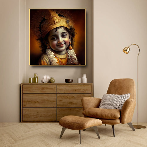 Natkhat Balkrishna Canvas Wall Painting (36 x 36 Inches)