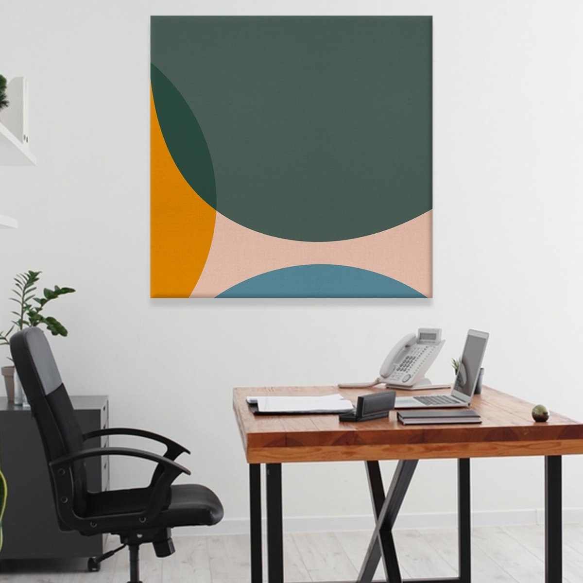 Oceanic Layers Boho Canvas Wall Painting (36 x 36 Inches)